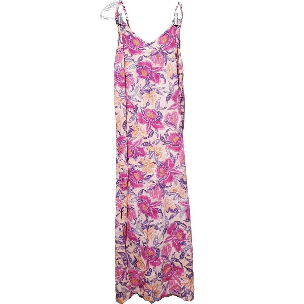 Old Navy Tie-Back Tropical Floral Print Maxi Slip Dress Size Large